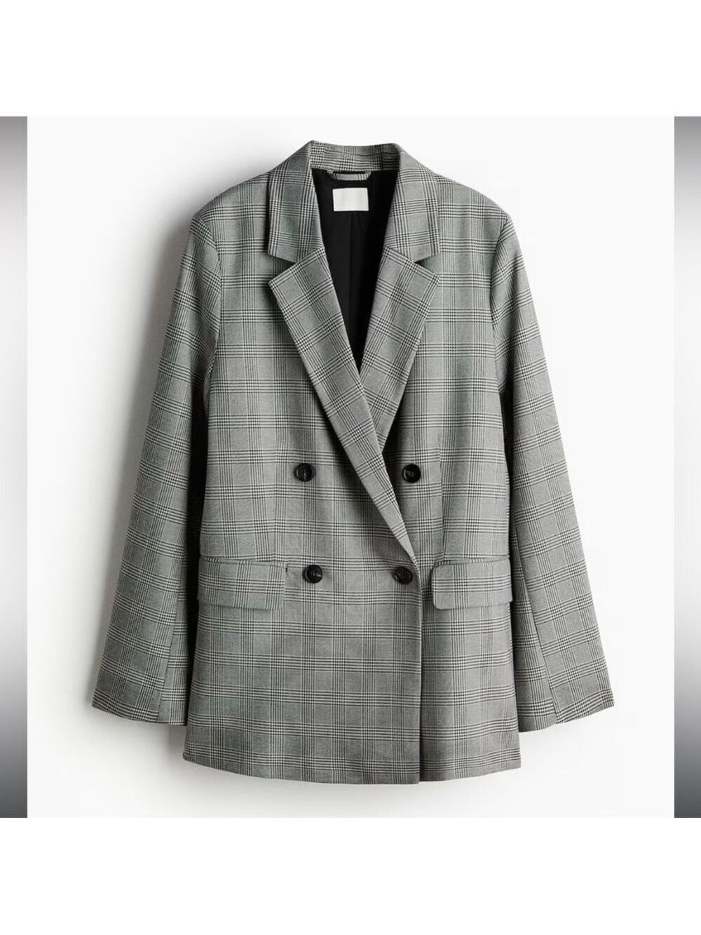 NWT H&M Checkered Double-Breasted Blazer XS